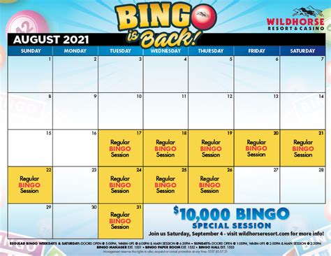mohegan sun bingo schedule 2020 7711